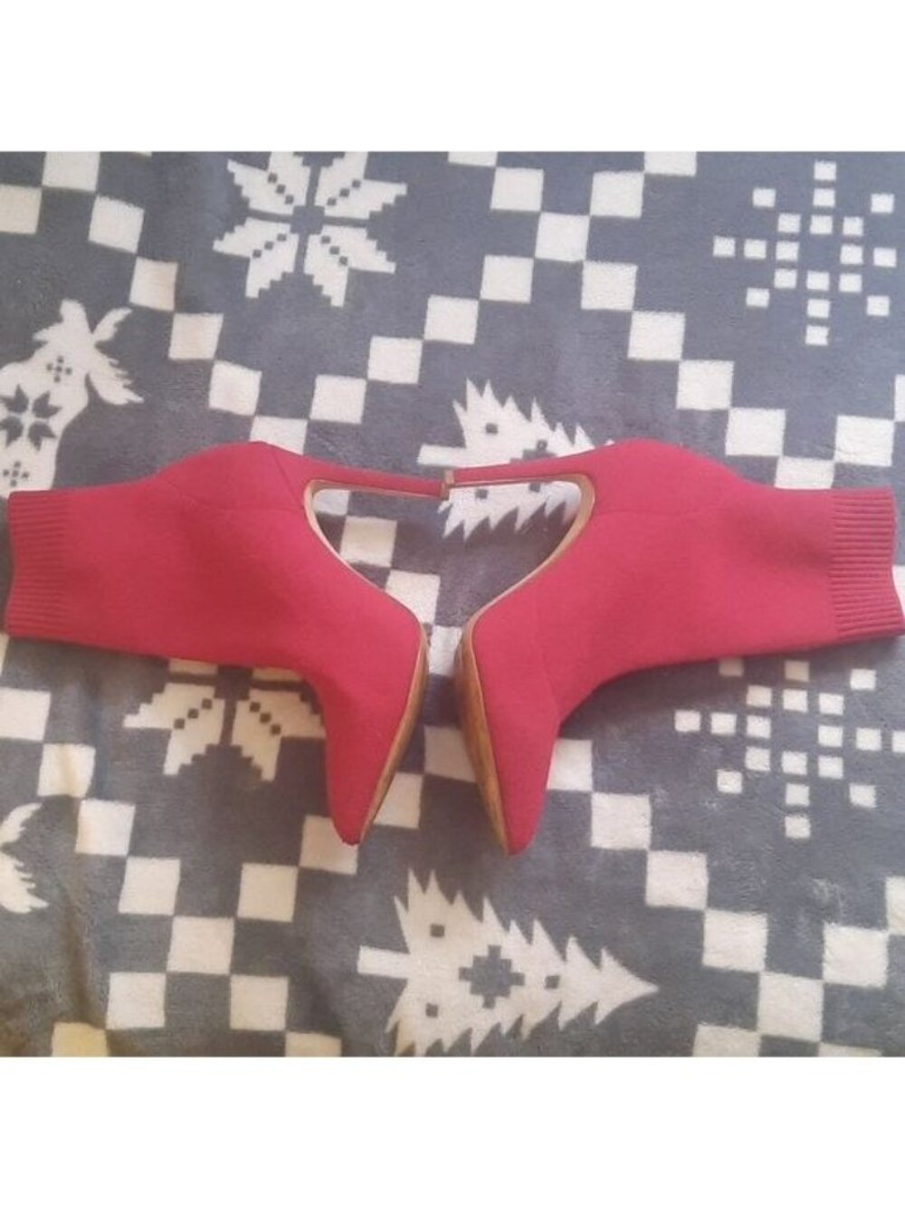 Aldo Red Pull Knit On Sock 4 Inch Heel Booties Size 6.5